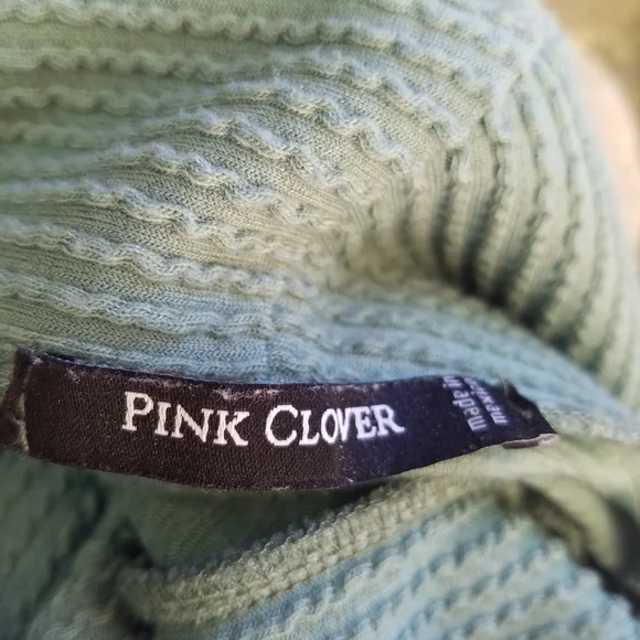 Pink Clover Teal Cowl Neck Women's Textured Long Sleeve Pullover Hoodie Sweater - Picture 10 of 10